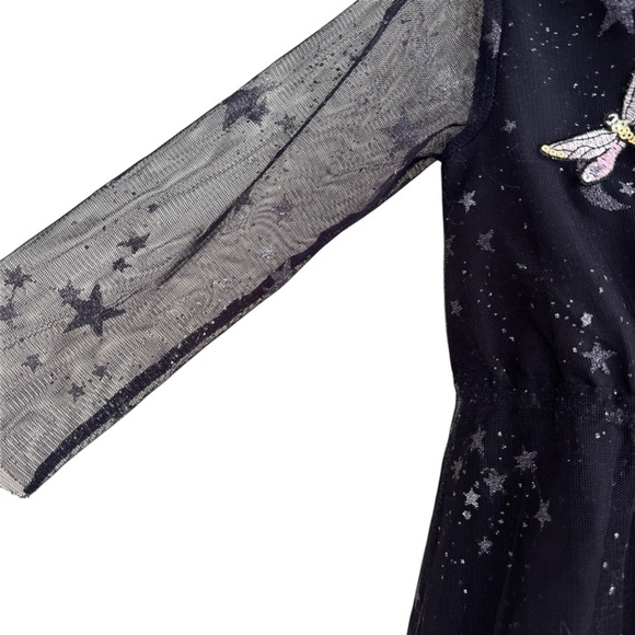 H&M Navy Blue Dress Stars Glitter Dragonfly Planet Space Mesh Girls 2T-3T - Picture 4 of 7